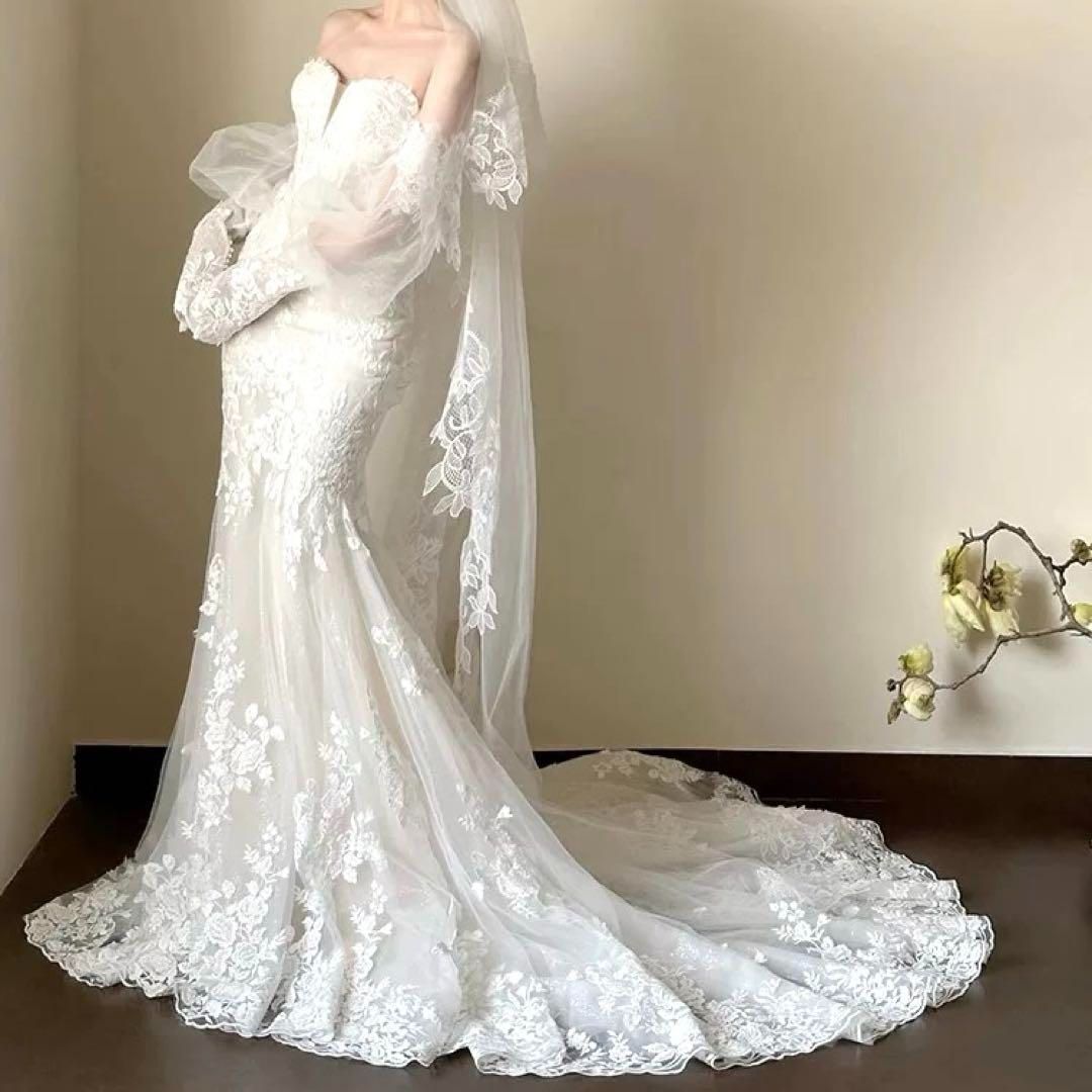 新品未使用 華やかウェディングドレス 結婚式にぴったりマーメイド 