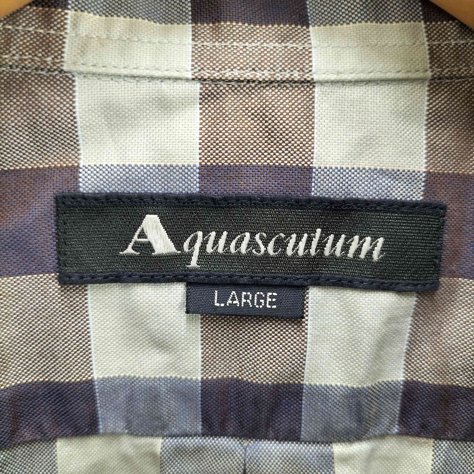 Aquascutum アクアスキュータム(M) 刺繍 総柄 チェック シャツ fit=scale-down,w=1200