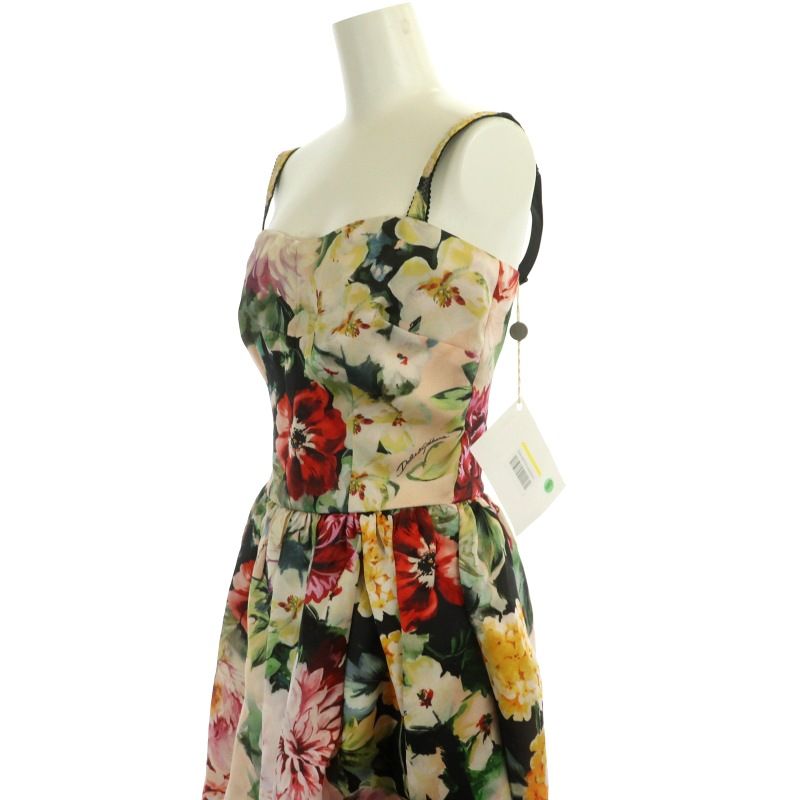 DOLCE&GABBANA シルク混 フローラルレース ワンピース 薄ピンク36