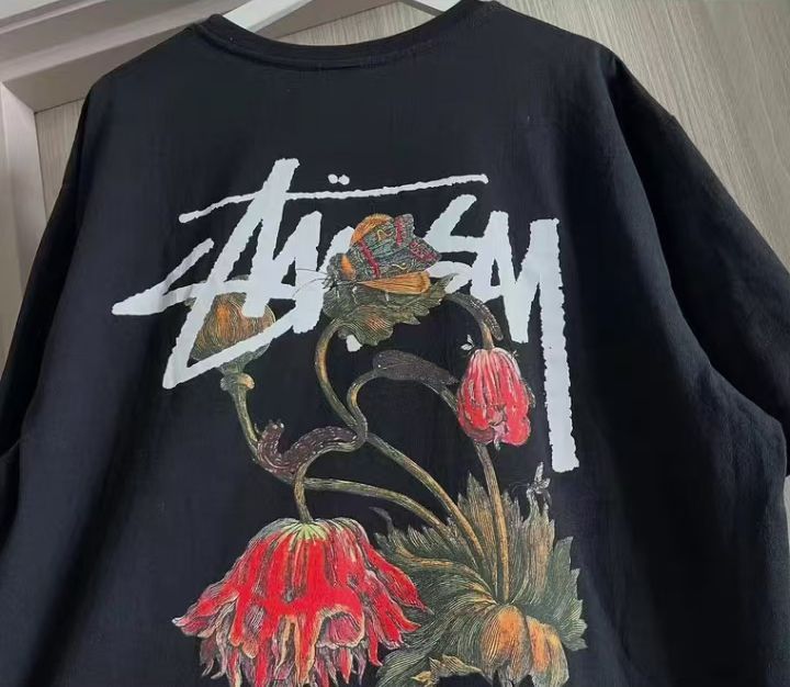 新品未使用 Stussy Withered Flower T-Shirt 男女兼用 黑+白 2枚