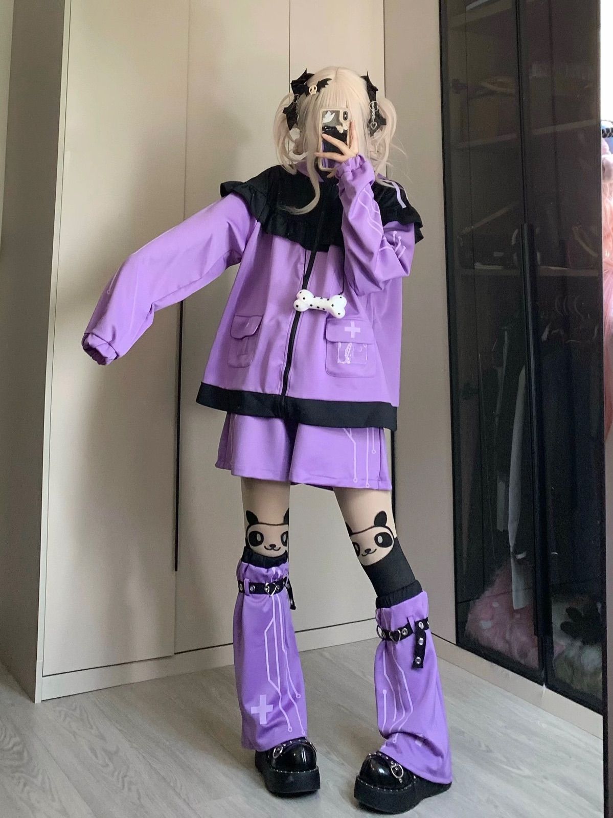 ブラック パープル ゲーミング サブカル 服 オーバーサイズ