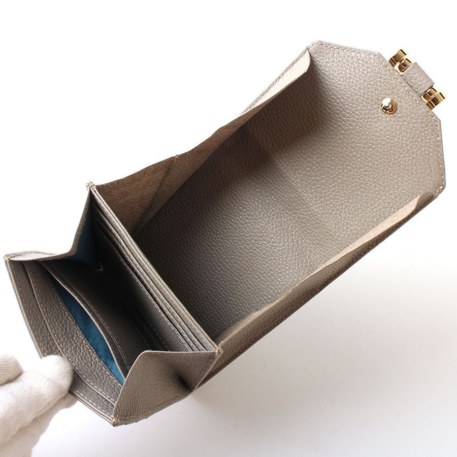 MNI25023 美品 ATAO アタオ ロトロ 二つ折り 財布 レザー グレージュ