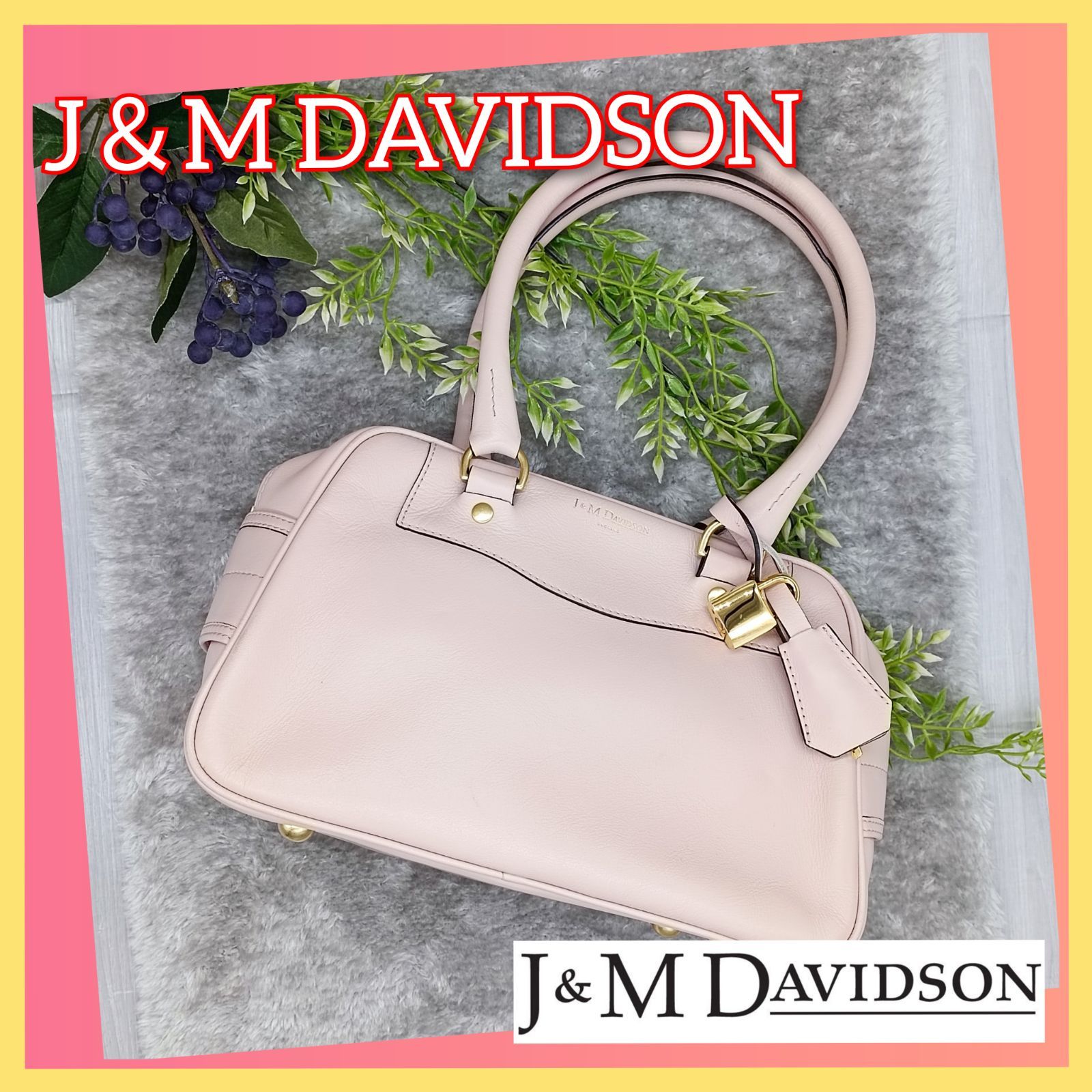 美品☆J&M DAVIDSON ハンドバッグ VIVI クロコ型押し クリーム（J&M  