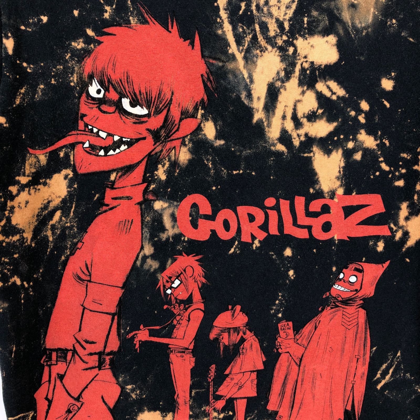 ゴリラズ Gorillaz バンドTシャツ ブリーチ加工 黒 M 古着 - メルカリ