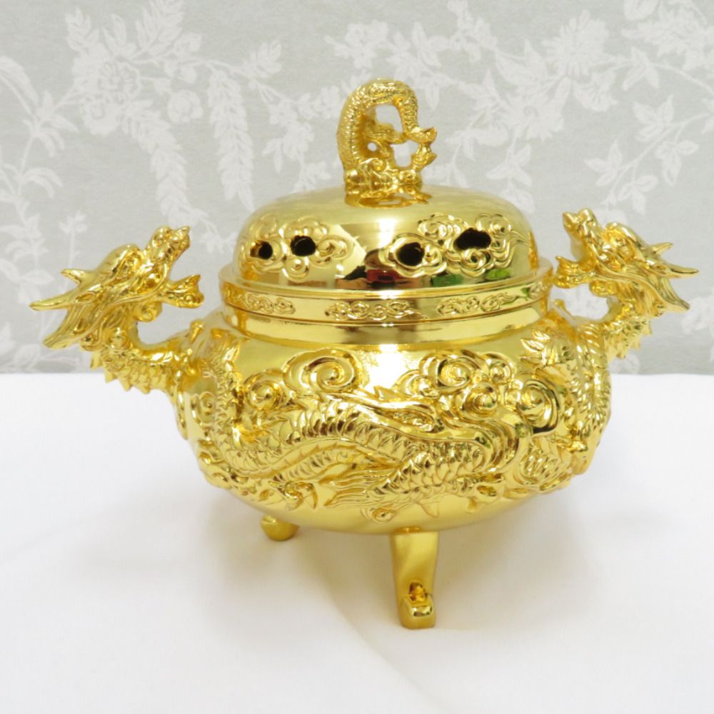 骨董・民芸品 高岡銅器 瑞雲作 龍神香炉 香爐 香炉 三つ足 純