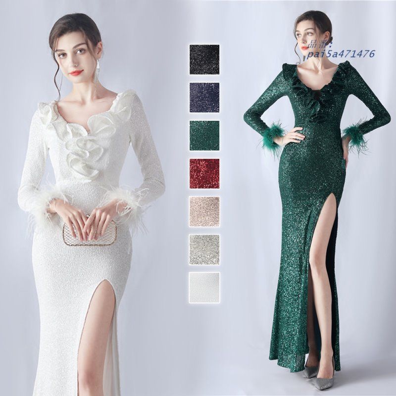 カラードレス マーメイドドレス パーティードレス スパンイブニングドレス ウェディングドレス ウエディングドレス 発表会 二次会 結婚式 舞台衣装 pai5a471476