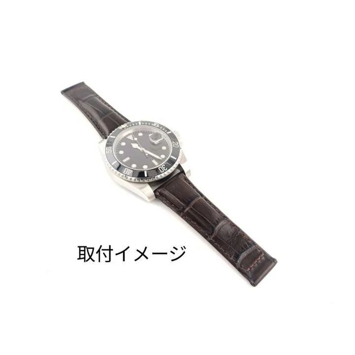 20mm イタリアンカーフレザー 革ベルト 20mm ダークブラウン こげ茶 【対応】ロレックス サブマリーナ デイトナ等 Rolex