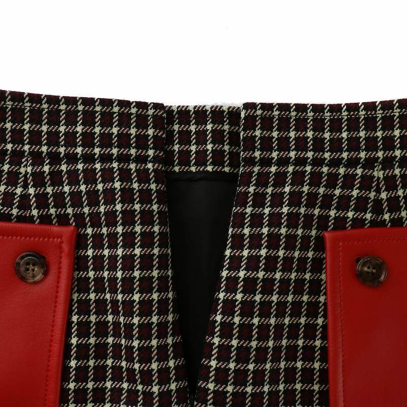 バーバリー BURBERRY 台形スカート ウール レザー ミニ丈