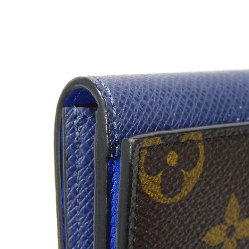 ルイヴィトン 18SS 二つ折り財布 カラビナ モノグラム 茶 青 M63041 LOUIS VUITTON - ルイヴィトン 18SS 二つ折り財布 カラビナ モノグラム
