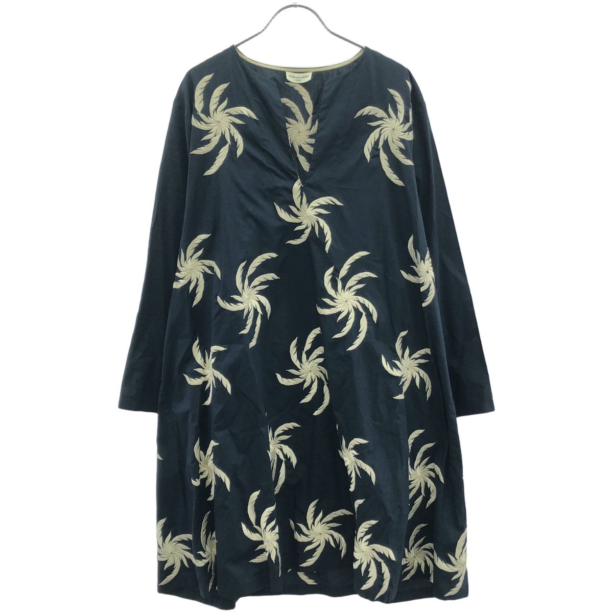 DRIES VAN NOTEN ドリスヴァンノッテン フラワーエンブロイダリースキッパーワンピース ネイビー S