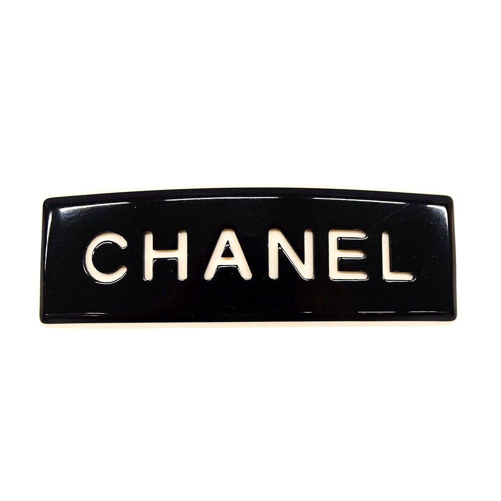 シャネル CHANEL バレッタ レディース ブランド プラスチック ブラック アイボリー 99P 髪留め おしゃれ ロゴ 大きめ シンプル