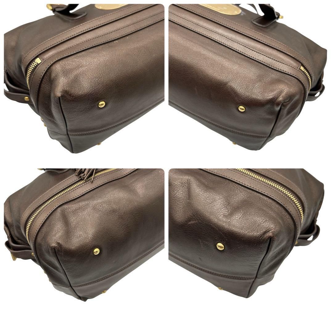 良品 1776 EMPORIO ARMANI ボストンバッグ ブロンズ レザー 良品 1776 EMPORIO ARMANI ボストンバッグ ブロンズ レザー