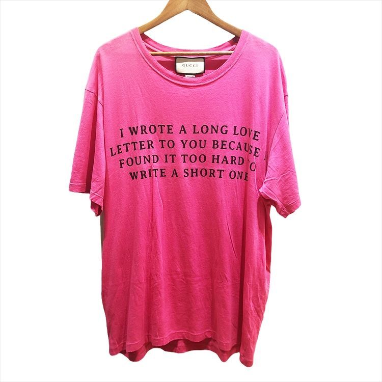GUCCI グッチ 18SS Love Letter print t-shirt pink ダメージ加工 ラブレター プリント Tシャツ ピンク  493117 - メルカリ