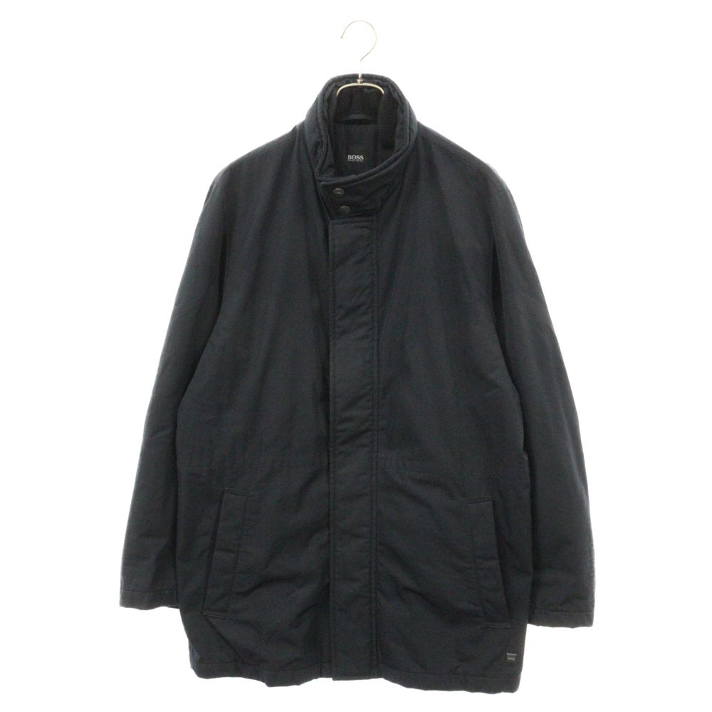HUGO BOSS (ヒューゴボス) HIGH NECK ZIP UP JACKET ハイネック ジップ ボタン ジャケット コート ブラック COL UM