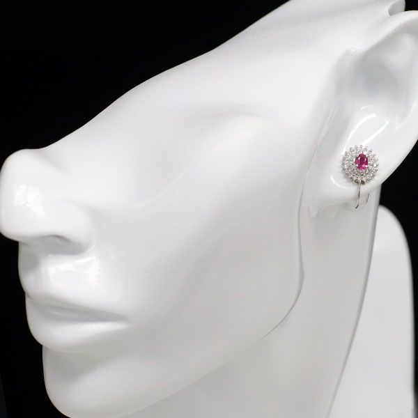 Pt900 ルビー ダイヤモンド イヤリング 0.72ct D0.38ct FORTGASGNV_COM_BR