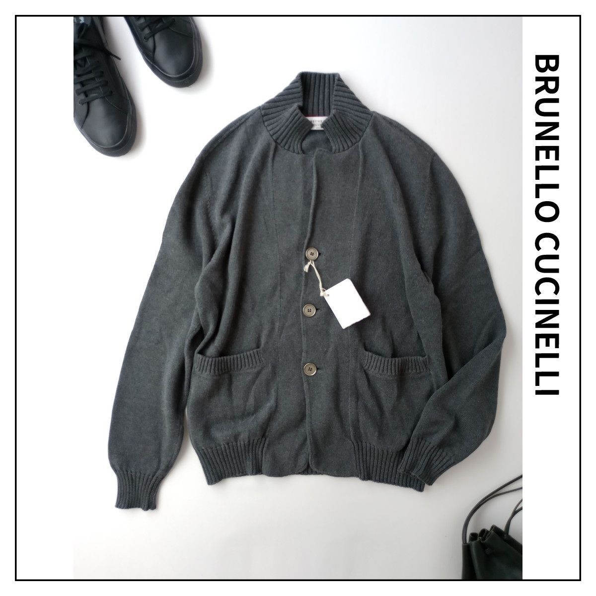 ブルネロクチネリ カーディガン コットン グレー 44 BRUNELLO CUCINELLI ブルネロクチネリ コットン 綿 100% ニット