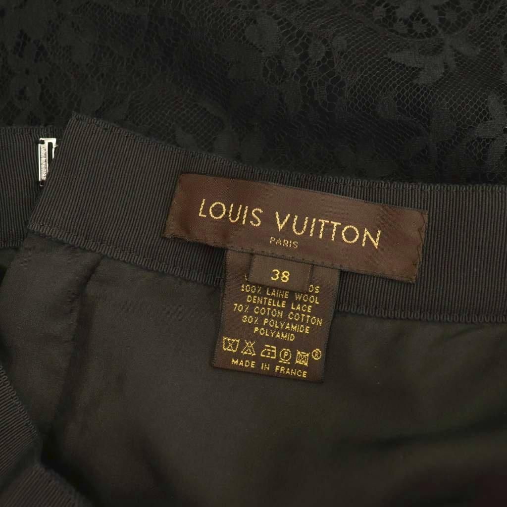 ルイヴィトン LOUIS VUITTON レーススカート タイトスカート LVロゴファスナー 38 ブラック ES GY53 SIROKUMA-CORPORATION_COM