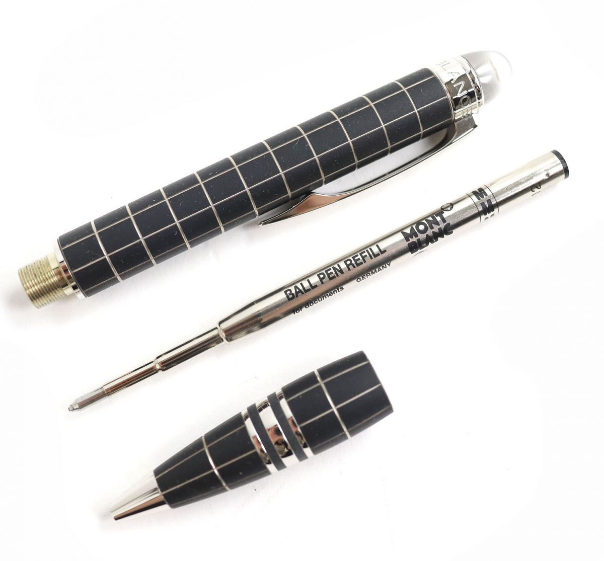 △MONTBLANC モンブラン スターウォーカー メタルラバー PIX ホワイトスター ツイスト式 ボールペン 黒×シルバー ドイツ製 筆記◎