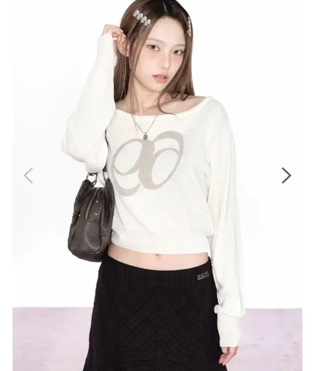 Ason ason アズオン ボートネック ニット アイボリー
