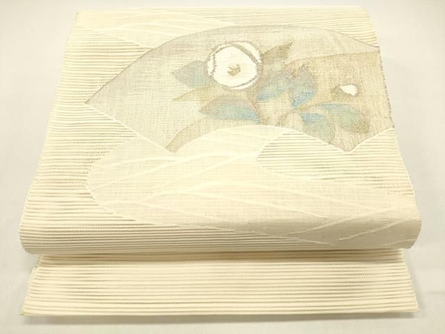 平和屋着物＊夏物　絽綴れ　八寸名古屋帯　流水文　金銀糸　正絹　逸品　DABA0043cm 平和屋着物＊夏物 絽綴れ 八寸名古屋帯 流水枝花文 金