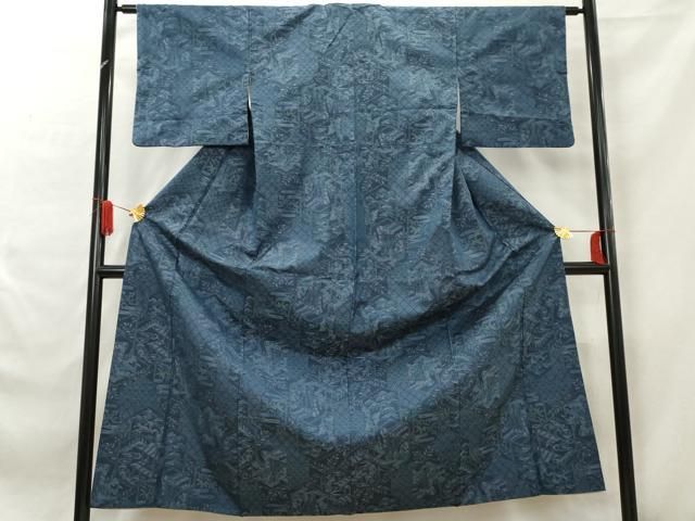 平和屋着物□本場大島紬 7マルキ 御所車吉祥文 正絹 逸品 AAAZ6160cs