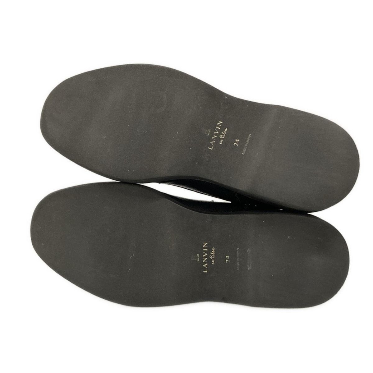 LANVIN en Bleu ランバンオンブルー ショートブーツ 24 レディース - 黒 ウェッジソール レザー KIN-KAAI_COM