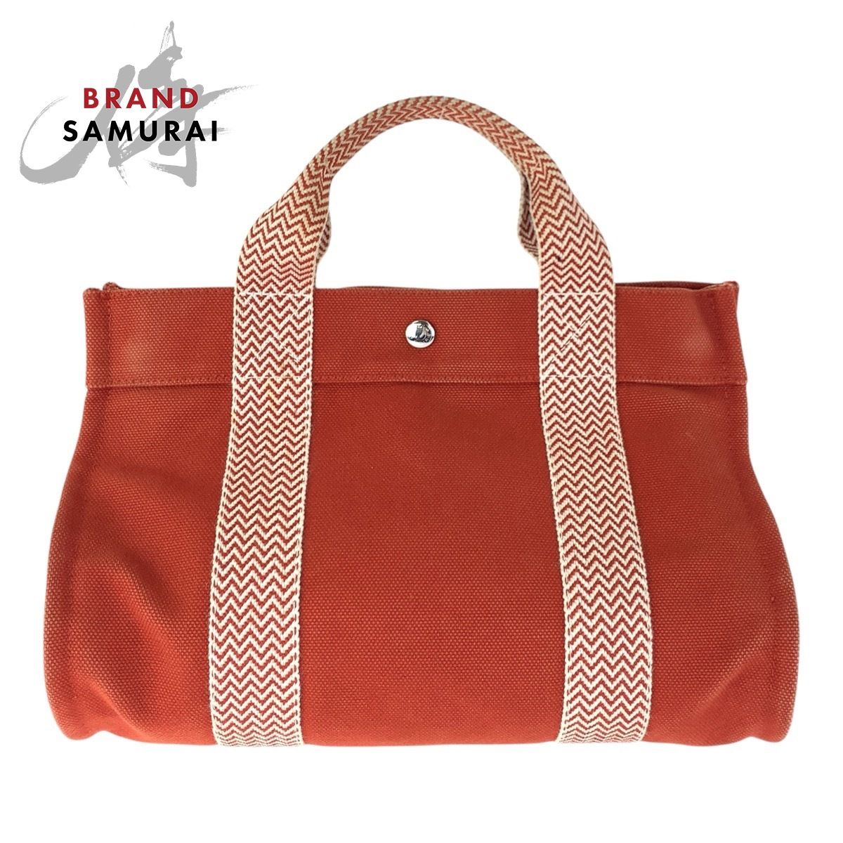 美品 HERMES エルメス カンヌPM オレンジ シルバー金具 キャンバス 