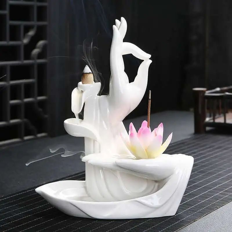 仏手 観音 倒流香炉 茶道  沈香炉 仏堂の 置物 禅仏手逆流香炉 逆流香炉 滝の煙 お香立て お香 線香 家庭用装飾