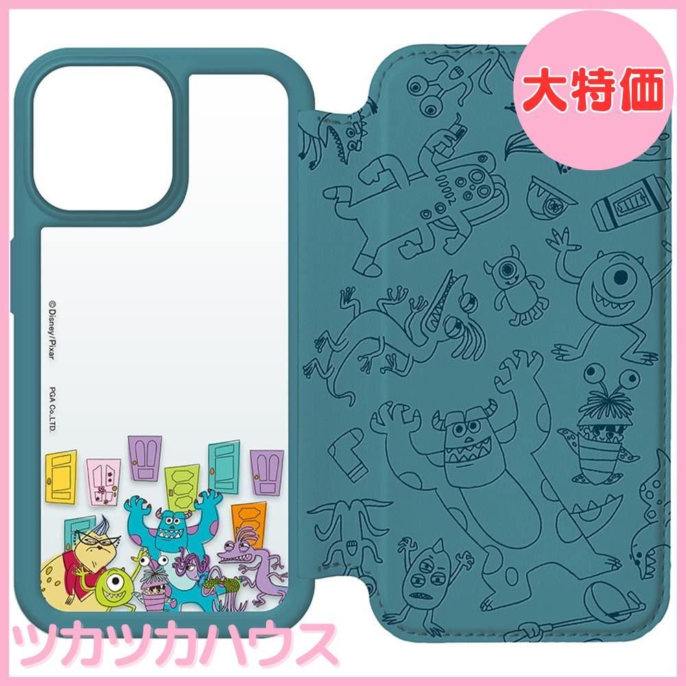【大特価】iPhone14Plus ディズニー ピクサー モンスターズインク サリー マイク クリア ガラス フリップ ケース 手帳型 クリアケース カバー PUレザー カード収納 ポケット アイフォン プラス iP