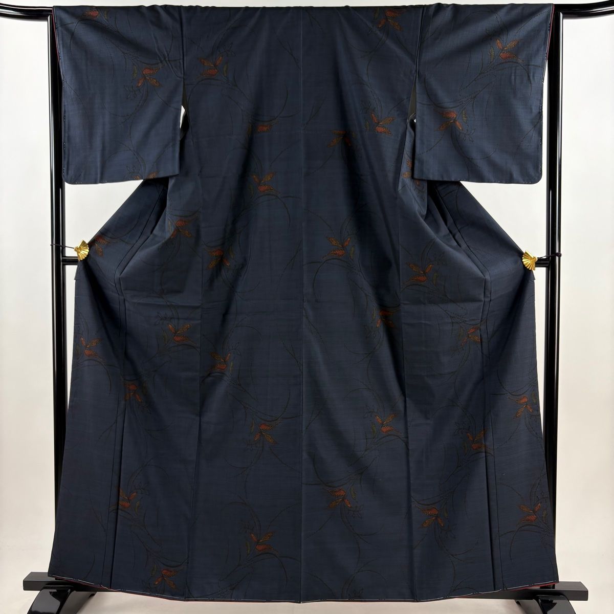 大島紬 美品 逸品 証紙 純泥染 縞 焦茶色 袷 身丈164.5cm 裄