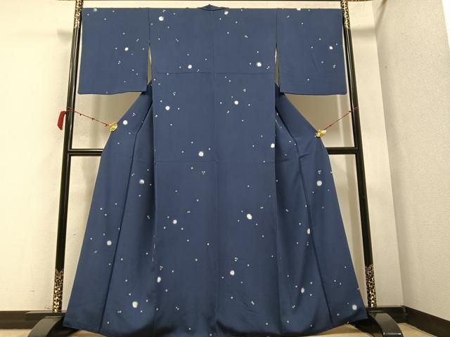 平和屋着物 上質な小紋 藍 絞り 霞文 暈し染め 正絹 AABB5137ph