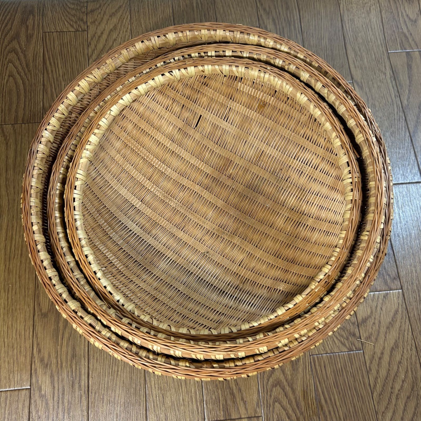 竹編み 竹ざる　昭和レトロ 古道具 古民具 古農具 アンティーク 八個セット 竹編み 竹ざる 昭和レトロ 古道具 古民具 古農具 アンティーク