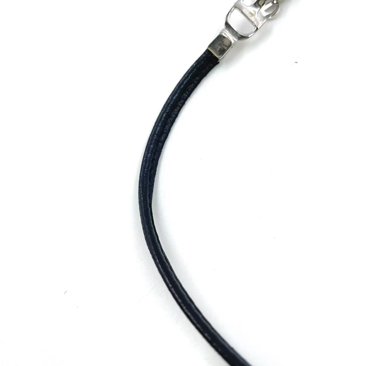 Christian Dior リボン チョーカー レザー×メタル ブラック