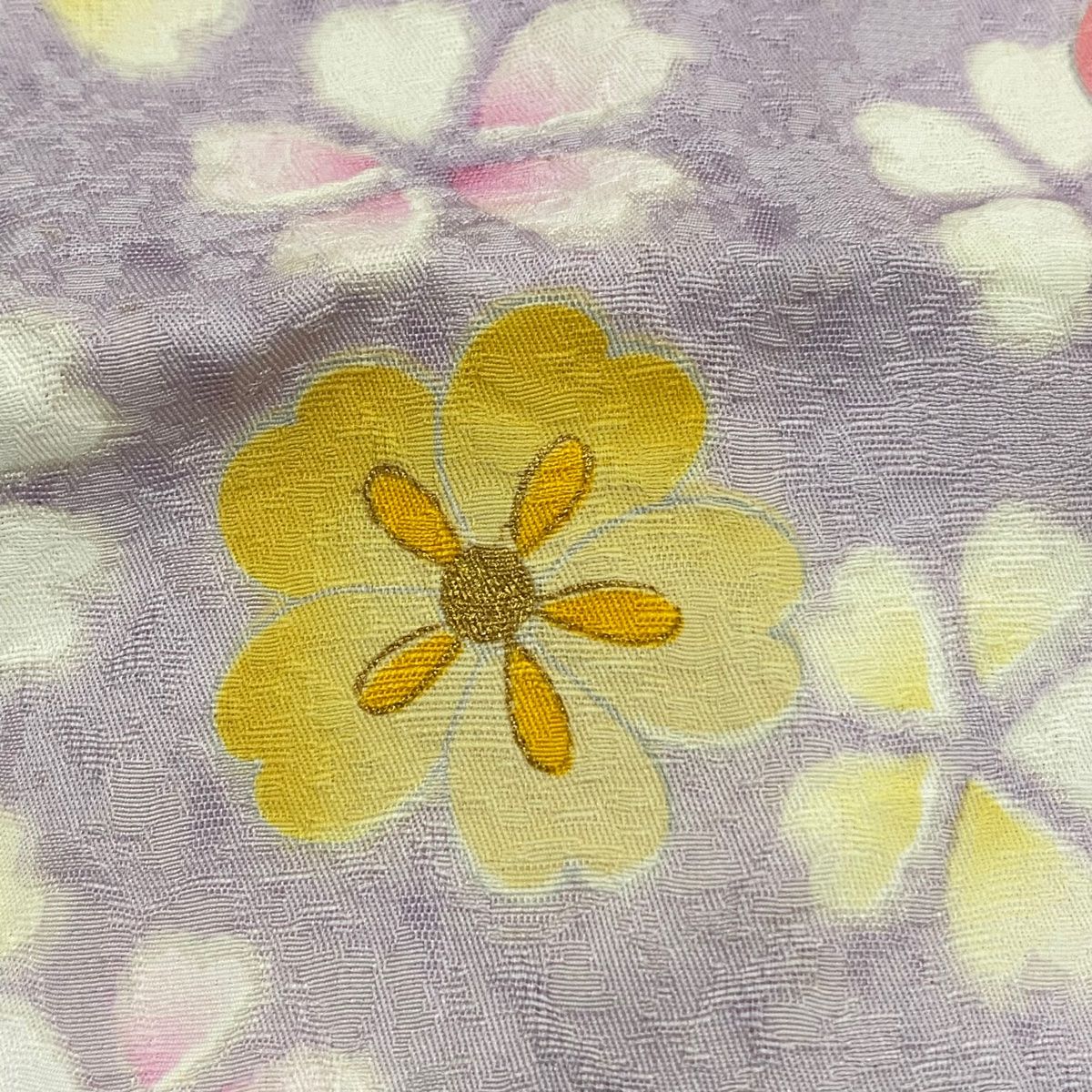 振袖 身丈158.5cm 裄丈69.5cm L 袷 桜 金糸 金彩 黒 正絹 美品