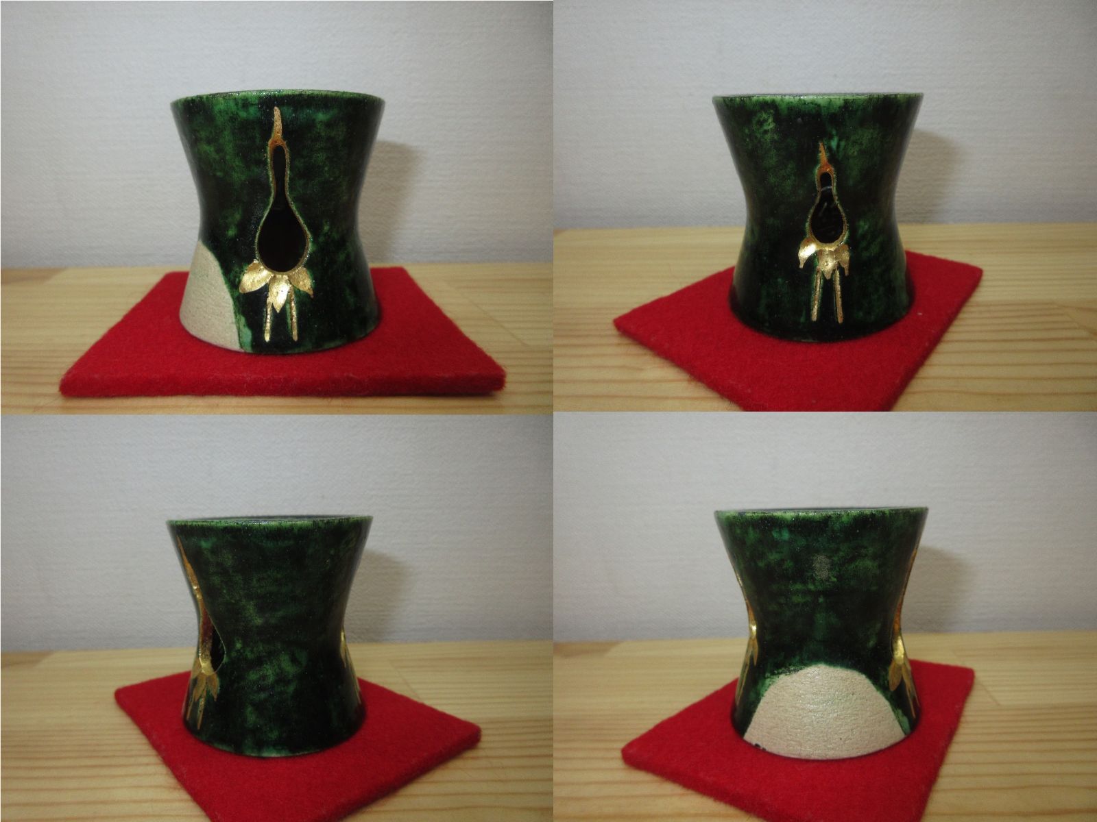 逢絢亭】茶道具 蓋置 楽焼 鶴亀蓋置 表千家流書付 楽惺入 共箱入り