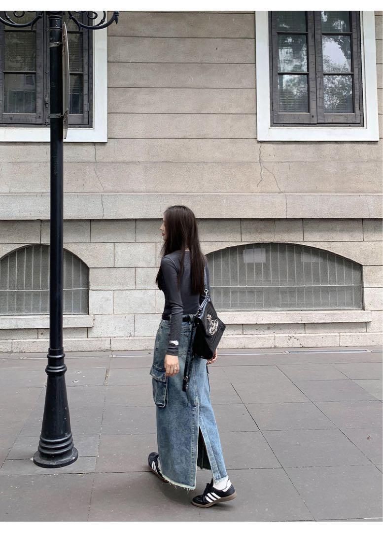 デニムロングスカート 春のお出かけ女子会にぴったり