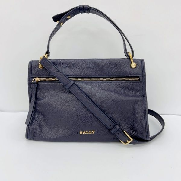 ブランド別 バリー ロゴ ショルダーバッグ ハンドバッグ 2WAY ネイビー