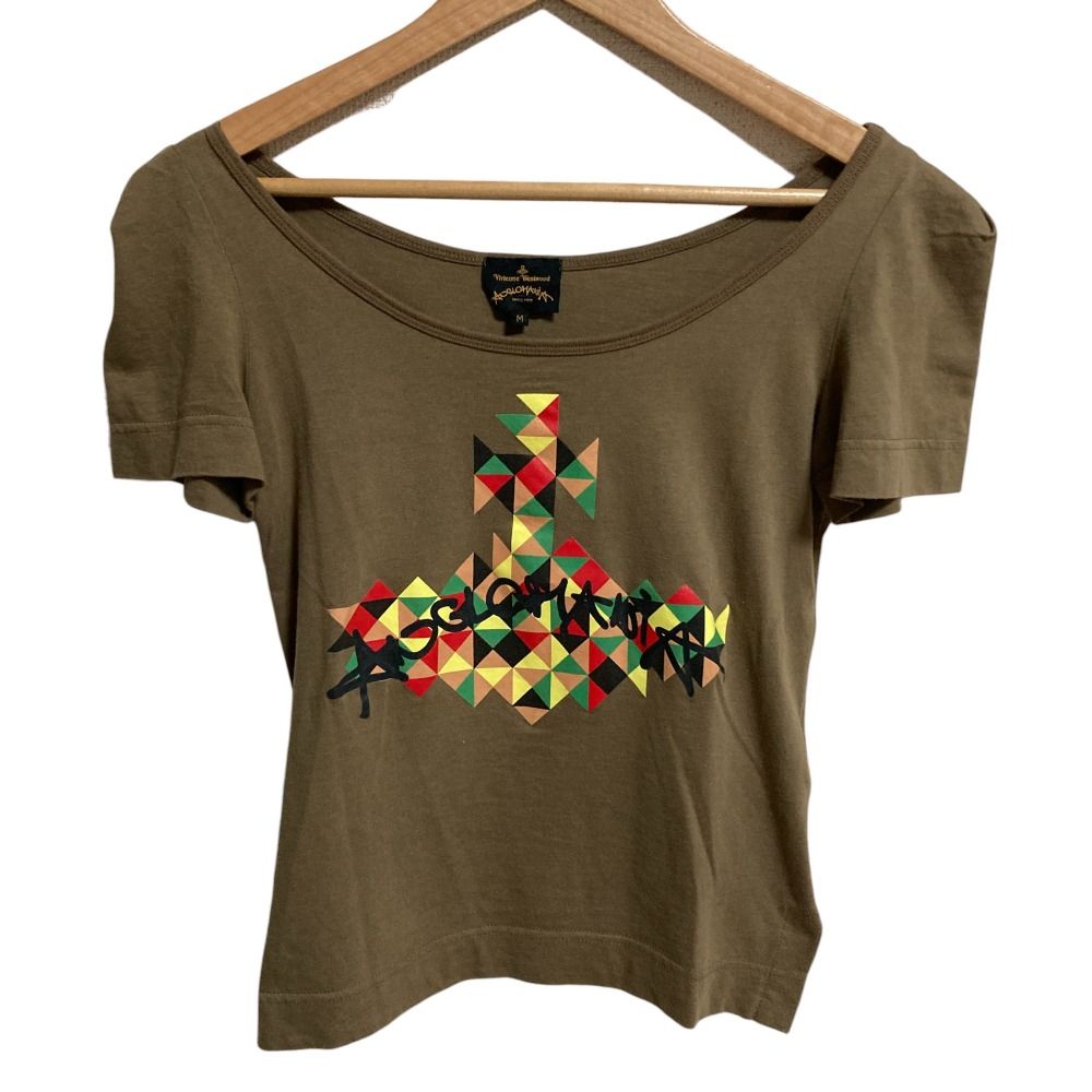 ヴィヴィアンウエストウッド アングロマニア サロン柄カットソー アシンメトリーS 美品 Vivienne Westwood ヴィヴィアンウエストウッド アングロ