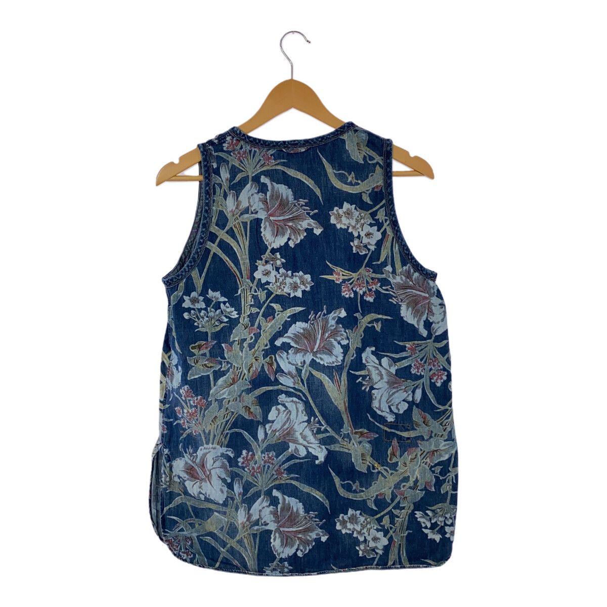 45R ゴマデニムのリリープリントノースリーブTシャツ DENIM VEST 