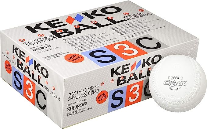 白 ナガセケンコー(KENKO) 新ケンコーソフトボール3号 コルク芯 1箱(6