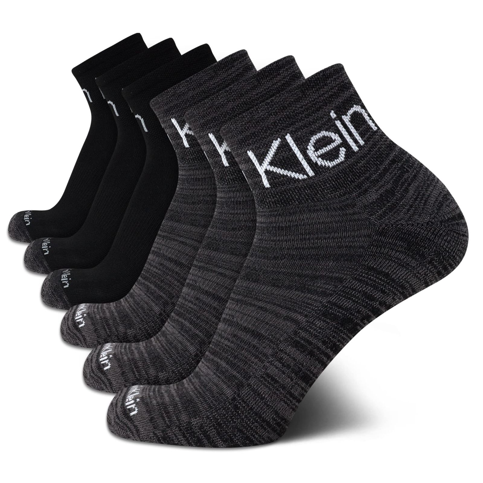 Calvin Klein Men's Cushioned Quarter Socks (6 Pack), Size Shoe Size: 7-12, Solid Black