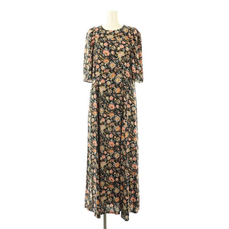 シンゾーン Shinzone 24SS ORIENTAL FLOWER DRESS ワンピース ロング 花柄 36 ブラック マルチ |DF OS
