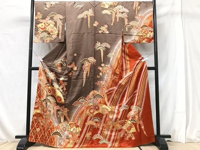 ［3131］訪問着 美品 扇面草花 ぼかし 金彩 六通 正絹 着物 袷 3131］訪問着 美品 扇面草花 ぼかし 金彩 六通 正絹 着物 袷