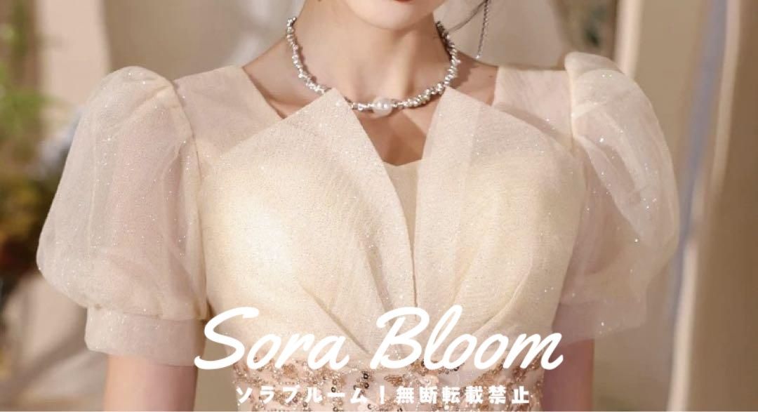 パフスリーブのイブニングドレス大人