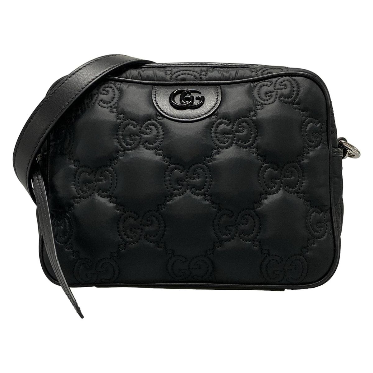 GUCCI グッチ ショルダーバッグ GGマトラッセ 702234 黒 ストラップ着脱可 レザー