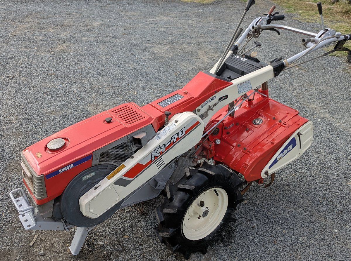 鹿児島発 クボタ 7馬力 セル始動 ディーゼルエンジン耕運機K1-70 バッテリー 交換済み タイヤ良好 送料別