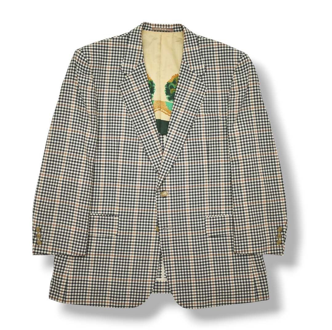 ✨美品✨エルネスト 2B テーラードジャケット チェック リネン アンコン 美品】 【上質】 GINZA argo TOKYO 銀座アルゴ x イエガー JAEGER