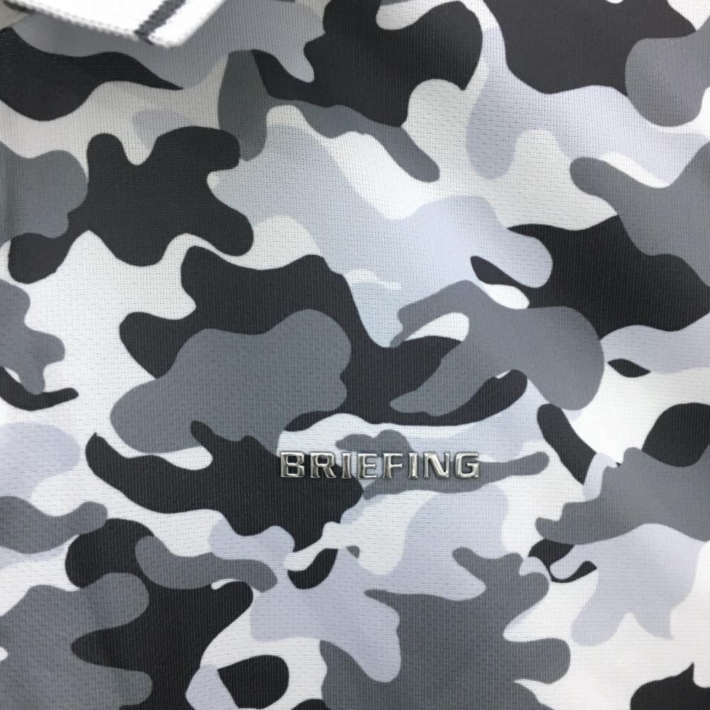 BRIEFING ブリーフィング　ポロシャツ　半袖　迷彩　L メンズ　白　ロゴ BRIEFING GOLF ブリーフィング 半袖ポロシャツ 白 迷彩織生地