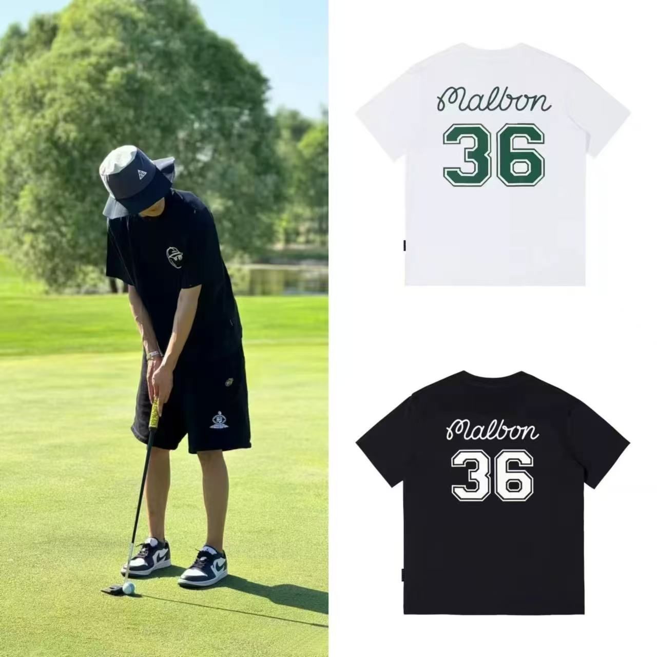 MALBON x CLUBHAUS Tシャツ Mサイズ 新品　即完品　ゴルフ MALBON 25新作 メンズ Tシャツ ゴルフウェア クルーネック 綿