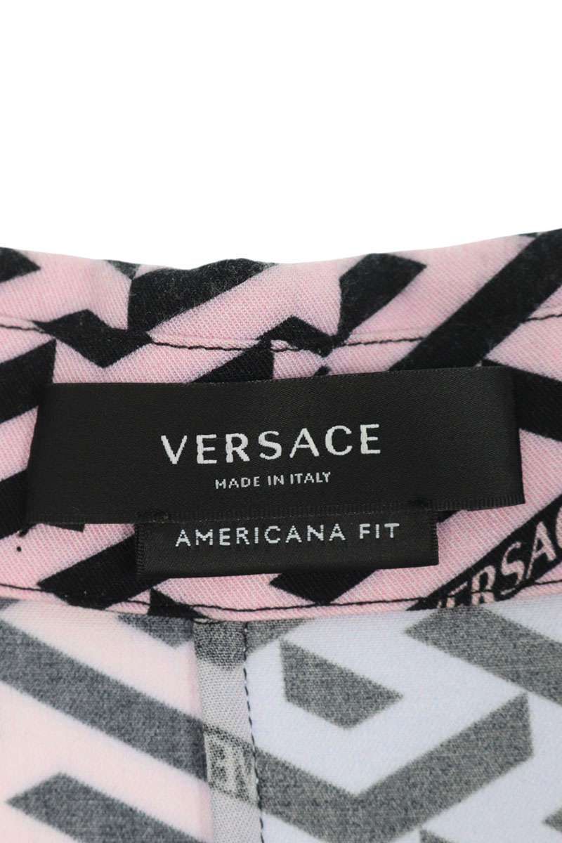 ヴェルサーチェ 1A02838 総柄オープンカラー半袖シャツ メンズ 46  